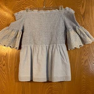 Off Shoulder Smocked Shirt Size Medium